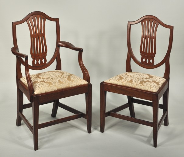 Set 10 Hepplewhite Carved Mahogany Dining Chairs - Inv. #10587