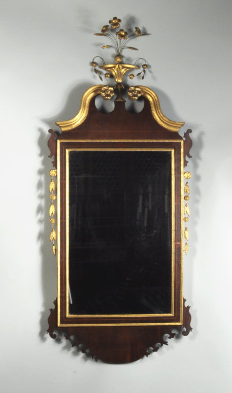 Hepplewhite Inlaid Parcel Gilt Mahogany Mirror - Inv. #10920