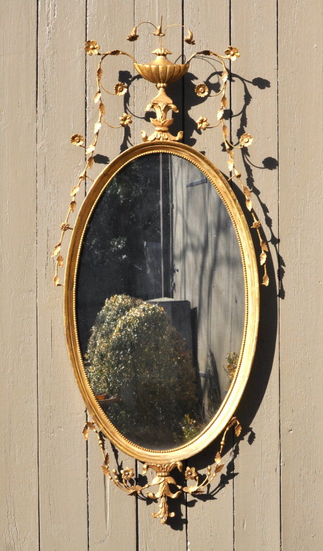 Hepplewhite Gilded Oval Mirror - Inv. #9561
