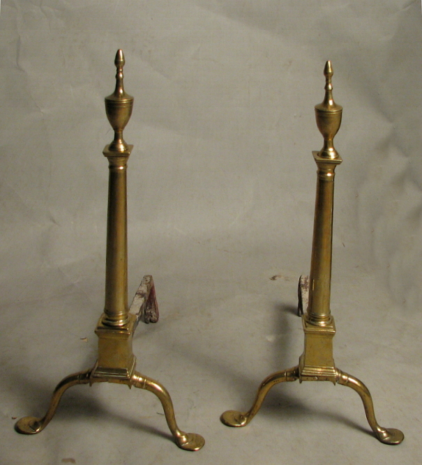 Pair Philadelphia Brass Andirons - Inv. #9910