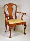 Queen Anne Walnut Arm Chair - Inv. #10341