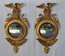 Pair Classical Carved and Gilded Convex Mirrors - Inv. #10387